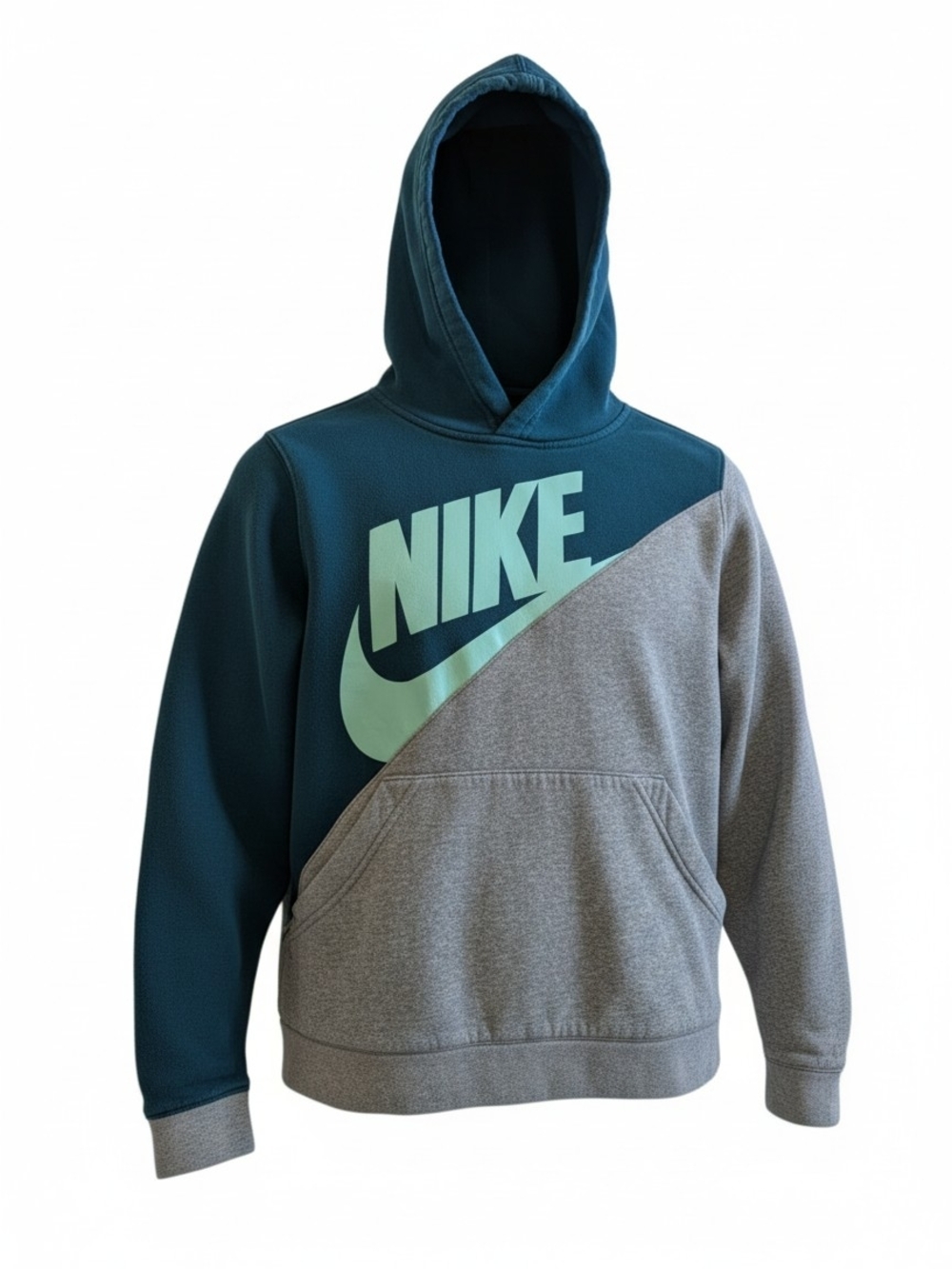 Nike Girls Two-Tone Teal & Gray Pullover Hoodie